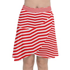 Christmas Red And White Chevron Stripes Chiffon Wrap by PodArtist