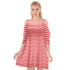 Christmas Red And White Chevron Stripes Cutout Spaghetti Strap Chiffon Dress by PodArtist