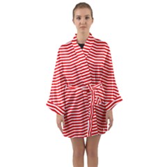 Christmas Red And White Chevron Stripes Long Sleeve Kimono Robe by PodArtist