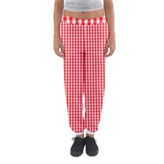 Small Snow White And Christmas Red Gingham Check Plaid Women s Jogger Sweatpants by PodArtist