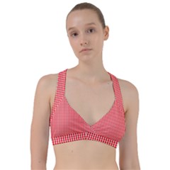 Small Snow White And Christmas Red Gingham Check Plaid Sweetheart Sports Bra by PodArtist