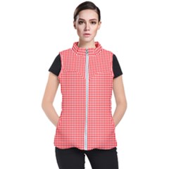 Small Snow White And Christmas Red Gingham Check Plaid Women s Puffer Vest