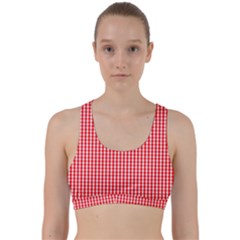 Small Snow White And Christmas Red Gingham Check Plaid Back Weave Sports Bra by PodArtist