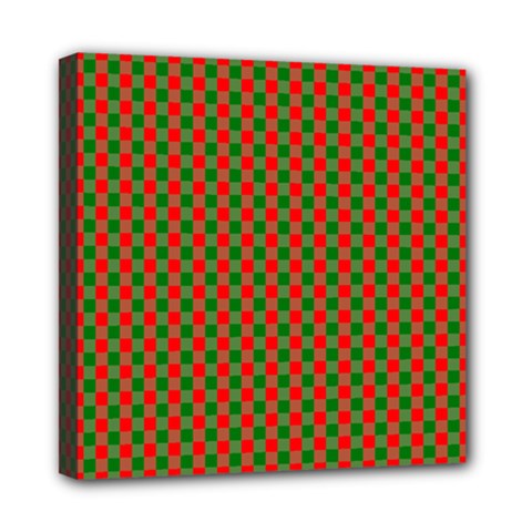 Large Red And Green Christmas Gingham Check Tartan Plaid Mini Canvas 8  X 8  by PodArtist