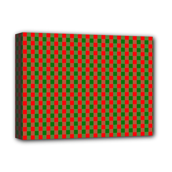 Large Red and Green Christmas Gingham Check Tartan Plaid Deluxe Canvas 16  x 12  