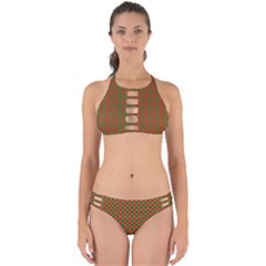 Large Red And Green Christmas Gingham Check Tartan Plaid Perfectly Cut Out Bikini Set by PodArtist