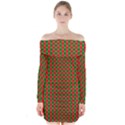 Large Red and Green Christmas Gingham Check Tartan Plaid Long Sleeve Off Shoulder Dress View1