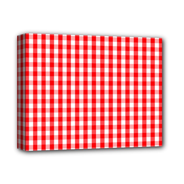 Large Christmas Red and White Gingham Check Plaid Deluxe Canvas 14  x 11 