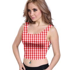 Large Christmas Red And White Gingham Check Plaid Crop Top by PodArtist