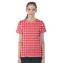 Large Christmas Red and White Gingham Check Plaid Women s Cotton Tee View1