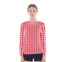 Large Christmas Red and White Gingham Check Plaid Women s Long Sleeve Tee View1