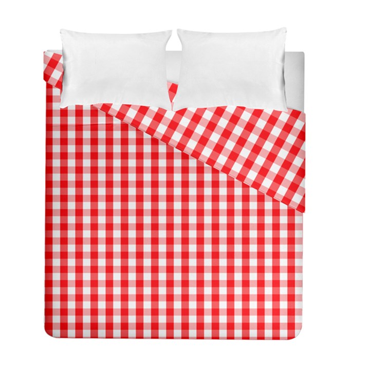 Large Christmas Red and White Gingham Check Plaid Duvet Cover Double Side (Full/ Double Size)