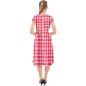 Large Christmas Red and White Gingham Check Plaid Cap Sleeve Front Wrap Midi Dress View2