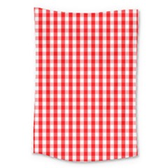 Large Christmas Red And White Gingham Check Plaid Large Tapestry by PodArtist