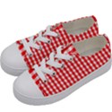 Large Christmas Red and White Gingham Check Plaid Kids  Low Top Canvas Sneakers View2