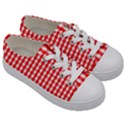 Large Christmas Red and White Gingham Check Plaid Kids  Low Top Canvas Sneakers View3