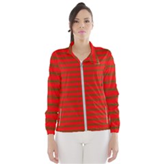 Christmas Red And Green Bedding Stripes Wind Breaker (women) by PodArtist