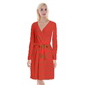 Christmas Red and Green Bedding Stripes Long Sleeve Velvet Front Wrap Dress View1