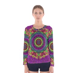 Mandala In Heavy Metal Lace And Forks Women s Long Sleeve Tee