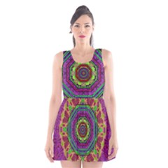 Mandala In Heavy Metal Lace And Forks Scoop Neck Skater Dress by pepitasart