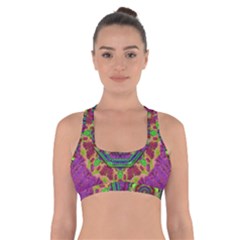 Mandala In Heavy Metal Lace And Forks Cross Back Sports Bra by pepitasart