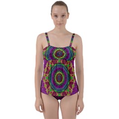 Mandala In Heavy Metal Lace And Forks Twist Front Tankini Set by pepitasart