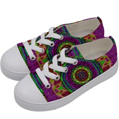 Mandala In Heavy Metal Lace And Forks Kids  Low Top Canvas Sneakers