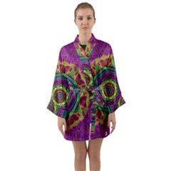 Mandala In Heavy Metal Lace And Forks Long Sleeve Kimono Robe by pepitasart