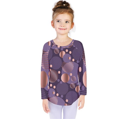 Random Polka Dots, Fun, Colorful, Pattern,xmas,happy,joy,modern,trendy,beautiful,pink,purple,metallic,glam, Kids  Long Sleeve Tee by NouveauDesign