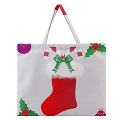 Christmas Stocking Zipper Large Tote Bag