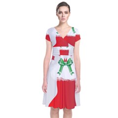 Christmas Stocking Short Sleeve Front Wrap Dress