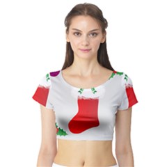 Christmas Stocking Short Sleeve Crop Top by christmastore