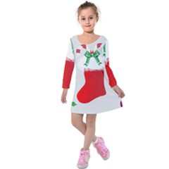 Christmas Stocking Kids  Long Sleeve Velvet Dress by christmastore