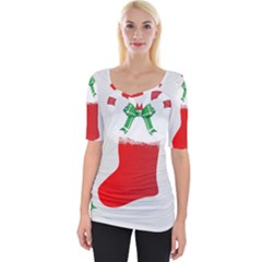 Christmas Stocking Wide Neckline Tee