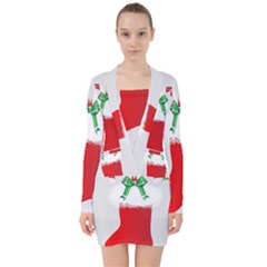 Christmas Stocking V-neck Bodycon Long Sleeve Dress by christmastore