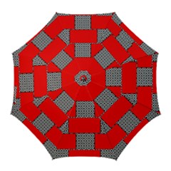 Black And White Red Patterns Golf Umbrellas by Celenk