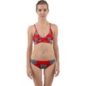 Black And White Red Patterns Wrap Around Bikini Set View1