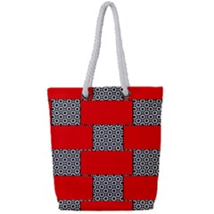 Black And White Red Patterns Full Print Rope Handle Bag (small)