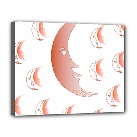 Moon Moonface Pattern Outlines Canvas 14  X 11  by Celenk