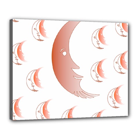 Moon Moonface Pattern Outlines Canvas 20  X 16  by Celenk