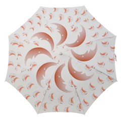 Moon Moonface Pattern Outlines Straight Umbrellas by Celenk