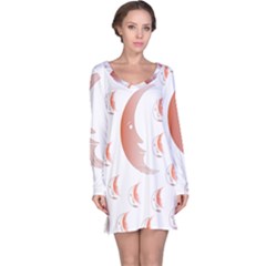 Moon Moonface Pattern Outlines Long Sleeve Nightdress by Celenk