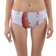 Moon Moonface Pattern Outlines Reversible Mid-waist Bikini Bottoms