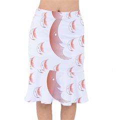 Moon Moonface Pattern Outlines Mermaid Skirt by Celenk