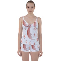 Moon Moonface Pattern Outlines Tie Front Two Piece Tankini by Celenk