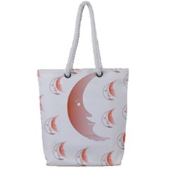 Moon Moonface Pattern Outlines Full Print Rope Handle Bag (small)