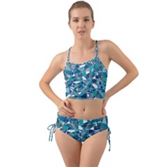 Abstract Background Blue Teal Mini Tank Bikini Set