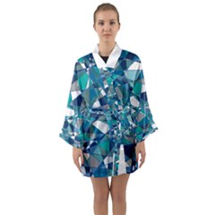 Abstract Background Blue Teal Long Sleeve Kimono Robe