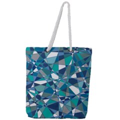 Abstract Background Blue Teal Full Print Rope Handle Tote (large)