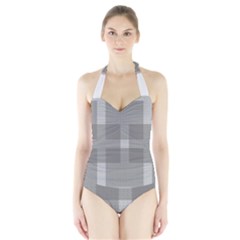 Gray Designs Transparency Square Halter Swimsuit by Celenk